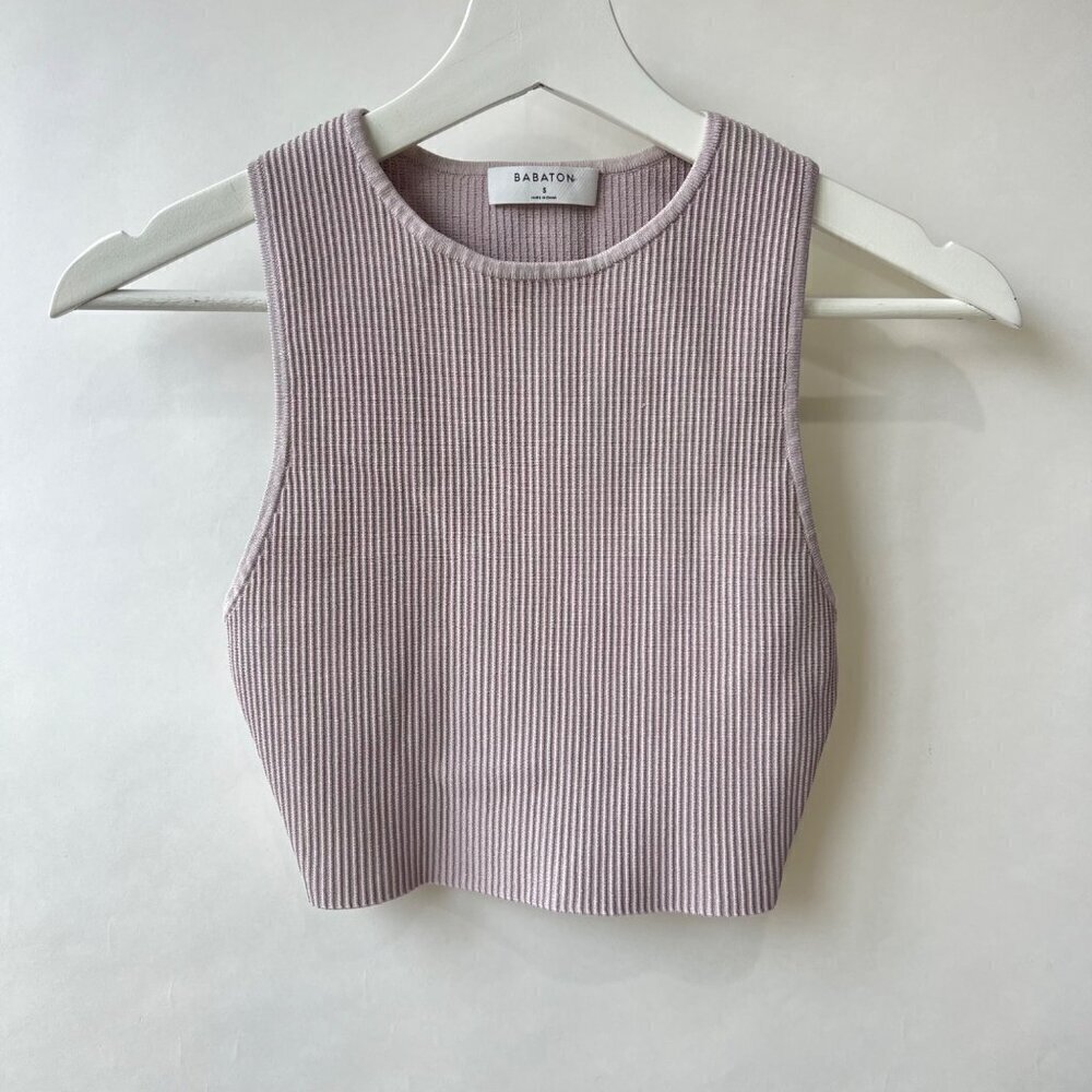 Babaton scult knit crop racer tank, violet, Size S A122